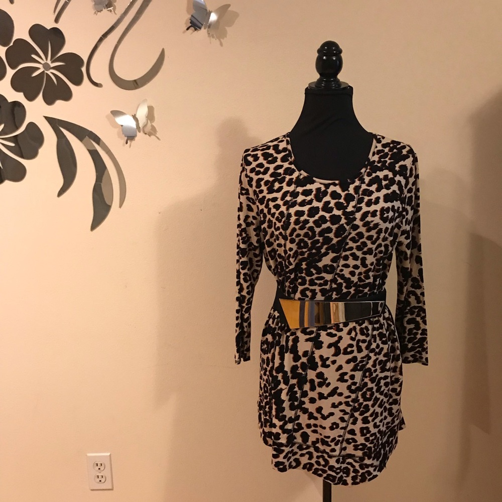 Leopard print shirt dress